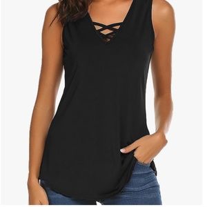 Casual Black criss cross cami tank top M New
